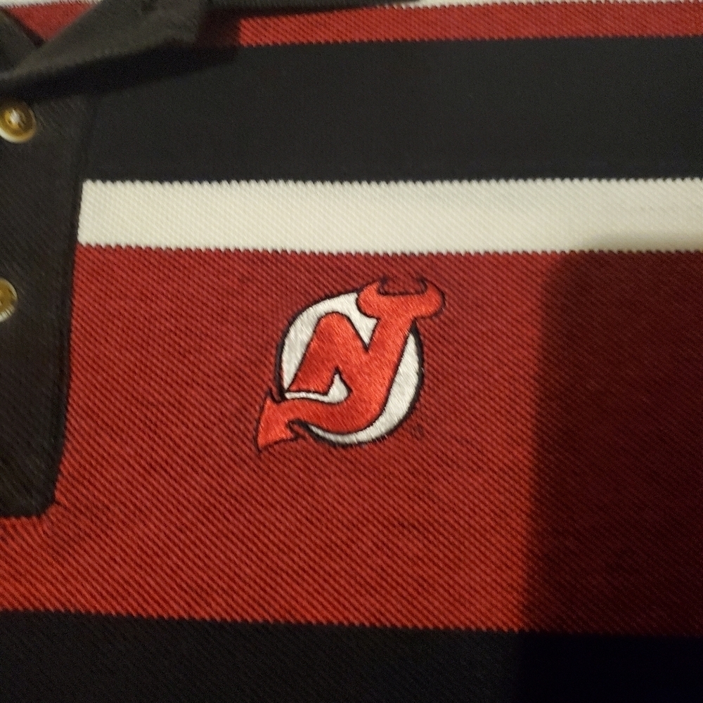 Vintage New Jersey Devils Antigua Polo Shirt Mens Size L NHL Hockey Y2K - Picture 4 of 10